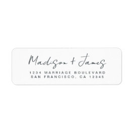 Elegantes Script Schwarz-weiß Wedding Rücksendeadr