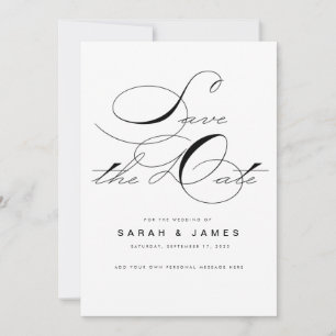 Elegantes Script Schwarz-weiß Wedding Save the Dat Save The Date