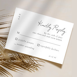 Elegantes Script Schwarz-weiß Wedding Simple RSVP Karte