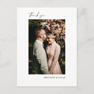 Elegantes Script Schwarz-weiß Wedding Vielen Dank Postkarte