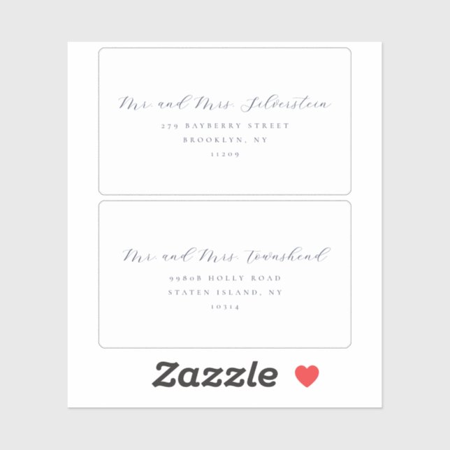 Elegantes Script Serif Text 2 Hochzeitadressen-Lab Aufkleber (Blatt)