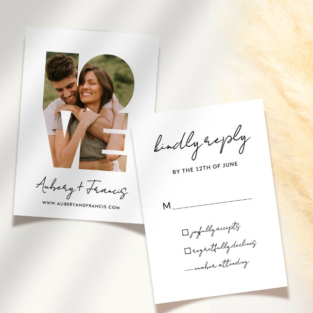 Elegantes Script Simple Foto Wedding Kindly Antwor RSVP Karte (Von Creator hochgeladen)