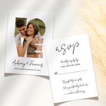 Elegantes Script Simple Foto Wedding Kindly Antwor