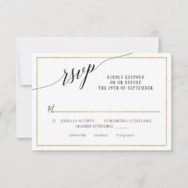 Elegantes Script Simple Gold Minimal Wedding Foto RSVP Karte