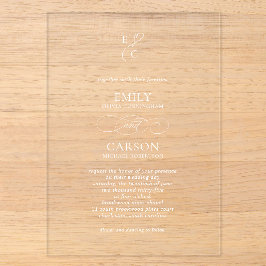 Elegantes Script Simple Monogram Modern Wedding Acryleinladungen