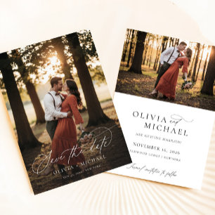 Elegantes Script Simple Wedding Foto Save The Date