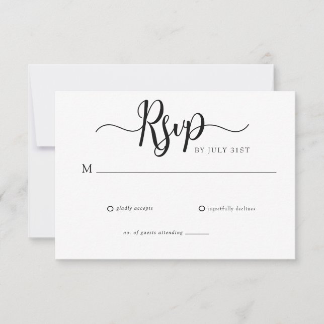 Elegantes Script Simple Wedding RSVP Karte (Vorderseite)