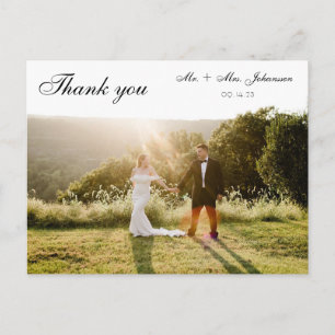 Elegantes Script Simple Wedding Vielen Dank Postkarte