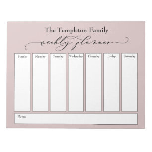 Elegantes Script Simple Weekly Planer, Dusty Rose Notizblock