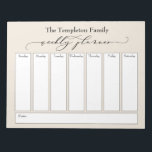 Elegantes Script Simple Weekly Planner, Cream Notizblock<br><div class="desc">Dieser vielseitige Wochenplaner wurde mit sehr einfachen Elementen, die alle bearbeitet werden können, Set... mit Ausnahme des Headers. Der Begriff "Wochentarif" wurde in einem wunderschönen Schriftart mit luxuriösen Schriften dargestellt und als Grafik oben auf der Seite platziert. Verwenden Sie die Vorlagenfelder, um Ihre Daten nach Belieben hinzuzufügen. Ändern Sie auch...</div>