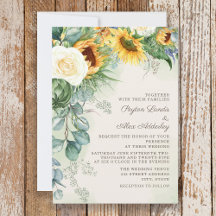 Elegantes Script Sunflowers Eukalyptus Wedding