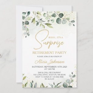 Elegantes Script Surprise Retirement Party Einladung