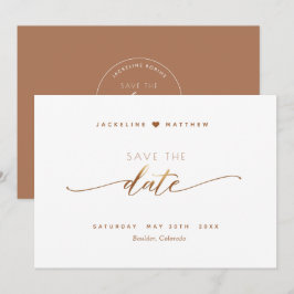 Elegantes Script, Terracotta, einfache Hochzeit Save The Date