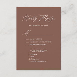 Elegantes Script Terracotta Minimalistisch Wedding Begleitkarte