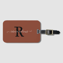 Elegantes Script Terracotta Monogram Name Travel Gepäckanhänger
