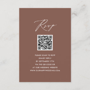 Elegantes Script Terracotta Simple QR Wedding RSVP Begleitkarte