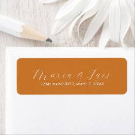 Elegantes Script Terracotta Tan Wedding Label