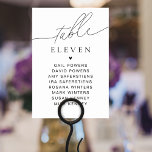 Elegantes Script-Tischnummer-Gästennamen-Zeichen Tischnummer<br><div class="desc">Elegante und moderne Tischnummer und Gästennamen zeichnen sich durch elegante Schrift und klassische Typografie aus. Ideal für Hochzeiten oder Ihre nächsten besondere Anlass.</div>