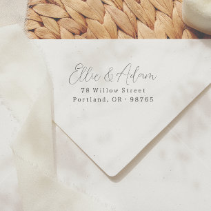 Elegantes Script Two Names Couples Rücksendeadress Permastempel