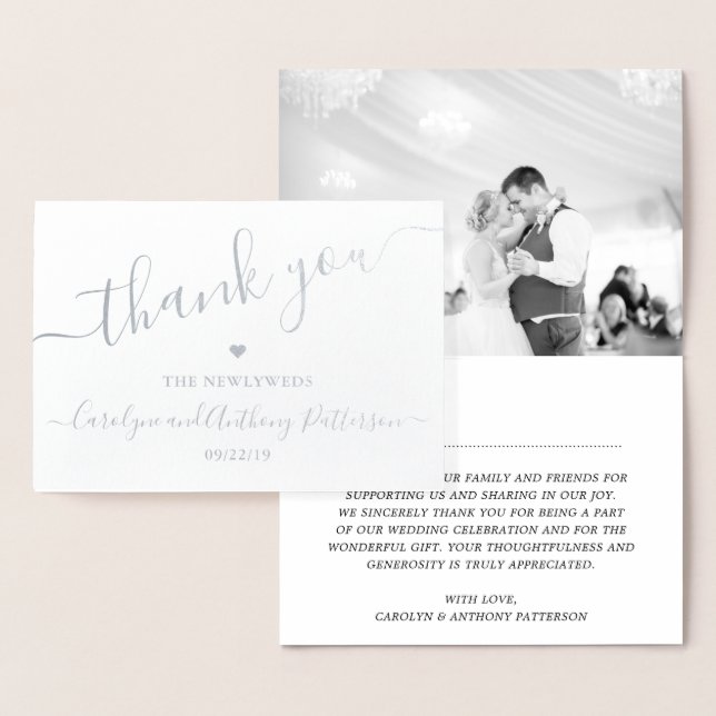 Elegantes Script Typografy Foto Wedding Vielen Dan Folienkarte (Anzeige)