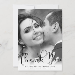 Elegantes Script Vielen Dank Polka Dot Wedding Fot Dankeskarte