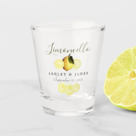 Elegantes Script Watercolor Lemon Wedding Limoncel Schnapsglas