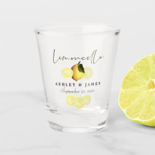Elegantes Script Watercolor Lemon Wedding Limoncel Schnapsglas