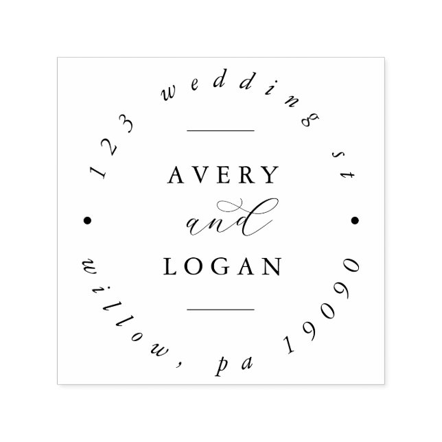 Elegantes Script-Wedding Circular Address Self-ink Permastempel (Design)