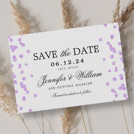 Elegantes Script Wedding Confetti Lila Save The Date