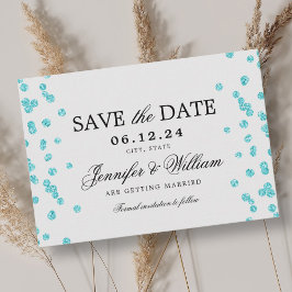 Elegantes Script Wedding Confetti Türkis Save The Date