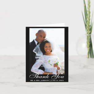 Elegantes Script Wedding Foto Vielen Dank Dankeskarte