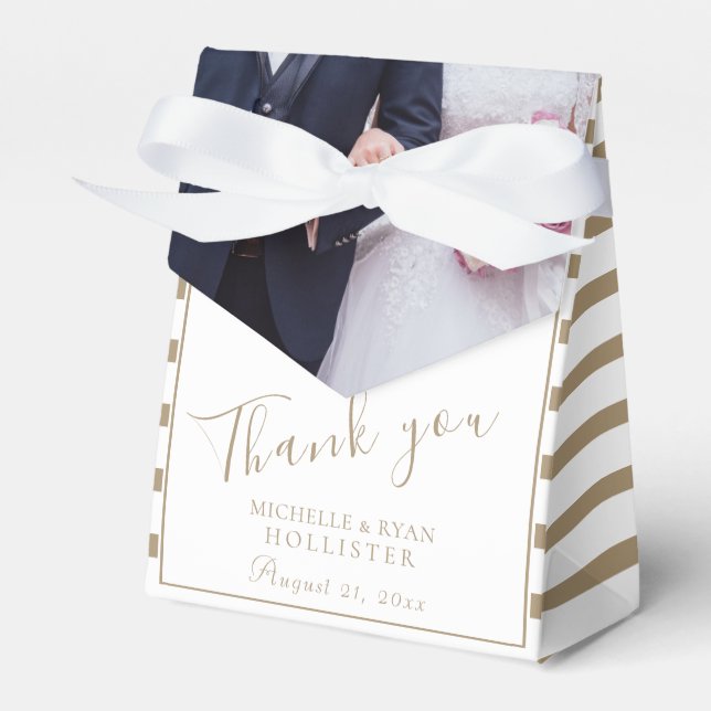 Elegantes Script Wedding Foto Vielen Dank Geschenkschachtel (Vorderseite)