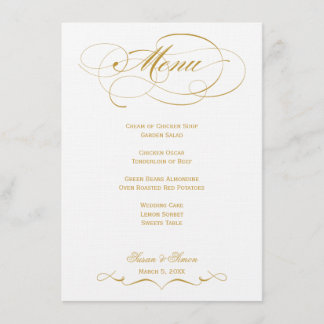 Elegantes Script Wedding Menu - Gold Menükarte