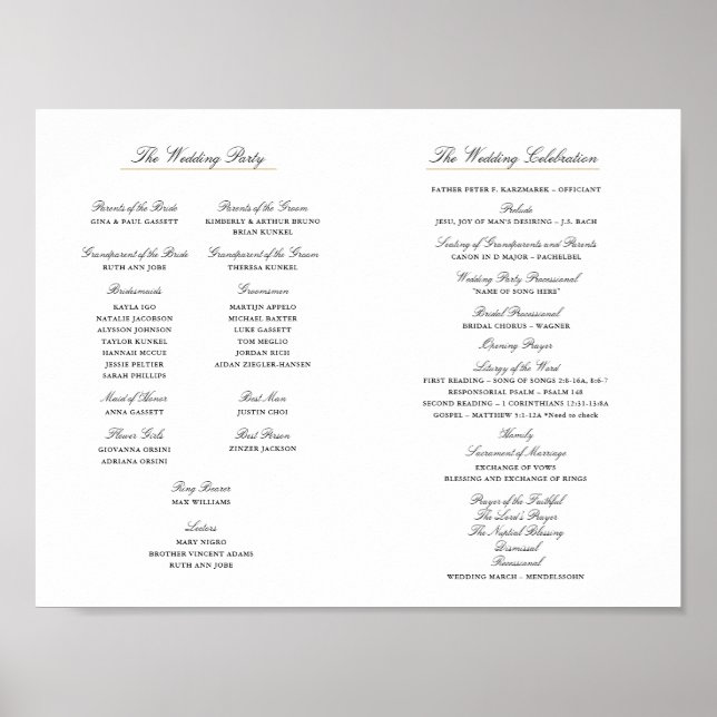 Elegantes Script Wedding Program Inside Download Poster (Vorne)