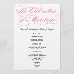 Elegantes Script Wedding Programm - Rosa