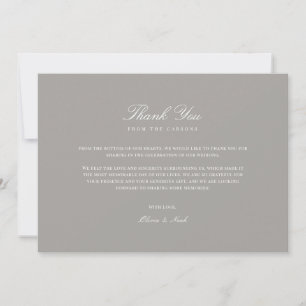 Elegantes Script White & Gray Dankeschön Karte