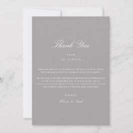 Elegantes Script White & Gray Dankeschön Karte