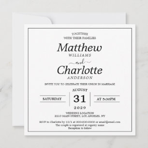 Elegantes Script White Wedding Digital Printable Einladung