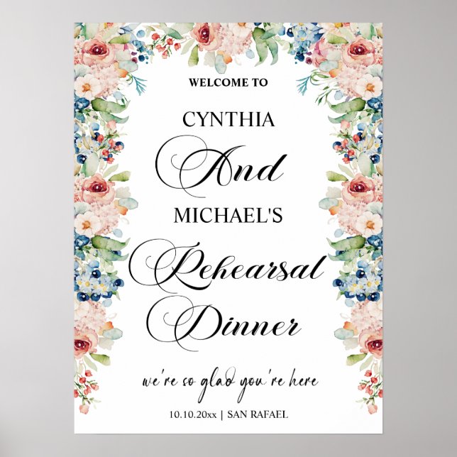 Elegantes Script 'Willkommen zu unserem Probe Dinn Poster (Vorne)