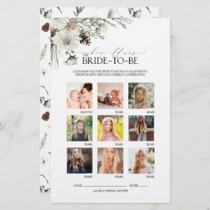 Elegantes Script Winter Floral Brautparty Game