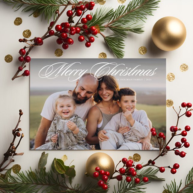 Elegantes Script Zwei Foto Frohe Weihnachten (Von Creator hochgeladen)