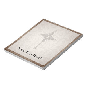 Elegantes Scroll Christlich Kreuz mit wirlem Hinte Notizblock