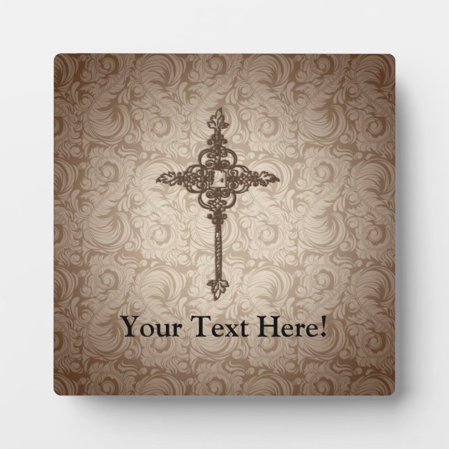 Elegantes Scroll-Christliches Kreuz mit wirbelndem Fotoplatte (Vorderseite)