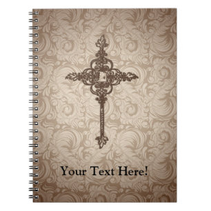 Elegantes Scroll-Christliches Kreuz mit wirbelndem Notizblock