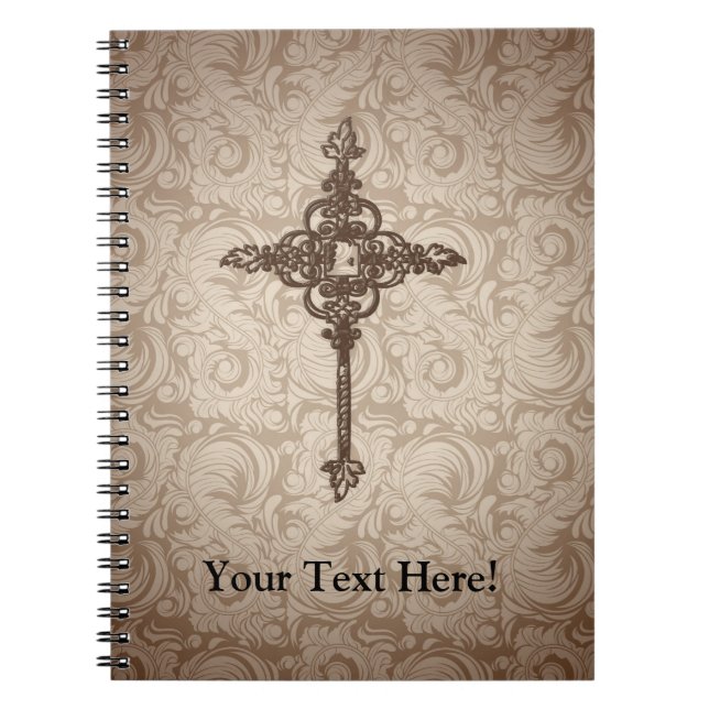Elegantes Scroll-Christliches Kreuz mit wirbelndem Notizblock (Vorderseite)