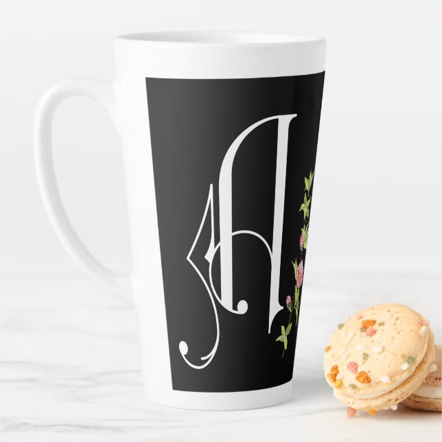 Elegantes Scroll Monogramm mit Floral Twig Milchtasse (Beispiel)