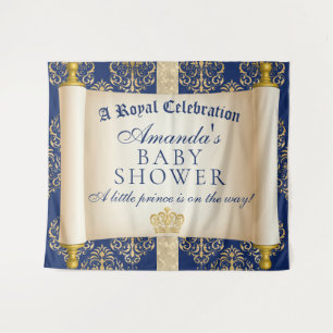 Elegantes Scroll-Prinz-Baby-Shower-Hintergrund Wandteppich