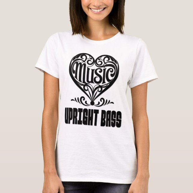 Elegantes Scrolled Heart für aufrechte Bass Liebha T-Shirt (Vorderseite)