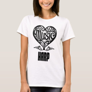 Elegantes Scrolled Herz für Harfenliebhaber T-Shirt