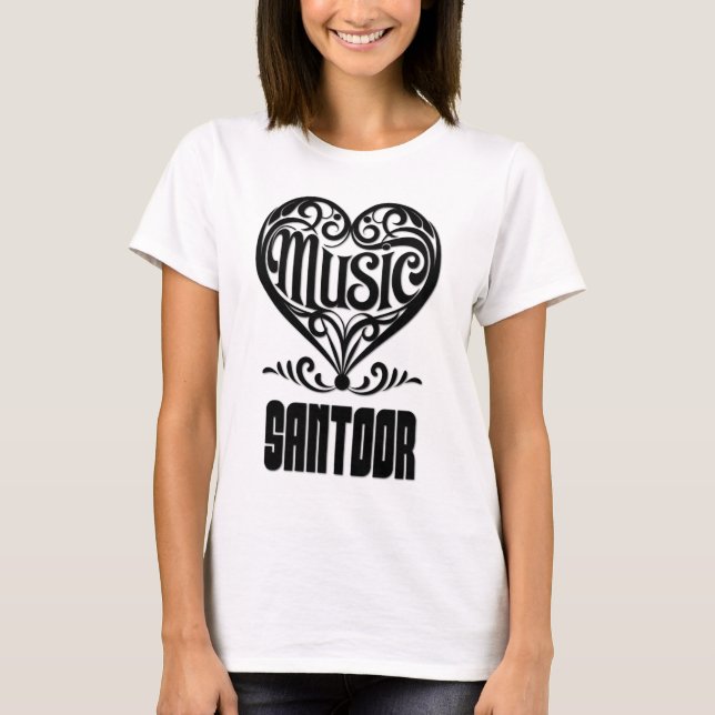 Elegantes Scrolled Herz für Santoor Liebhaber T-Shirt (Vorderseite)